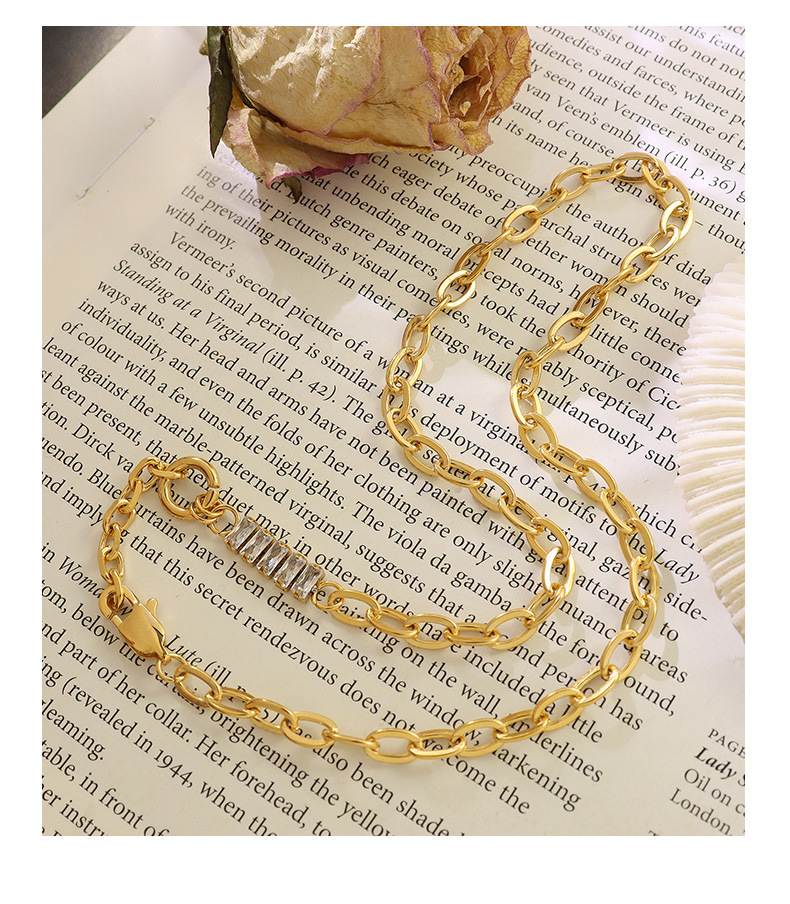 Diamond Gold Chain Splicing Asymmetric Necklace