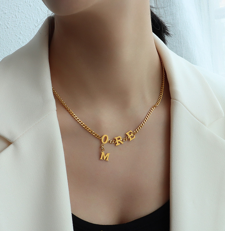 "M-O-R-E" Letter Splicing Chain Necklace