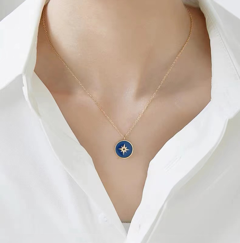 Blue Star With Blue Diamond Pendant Necklace