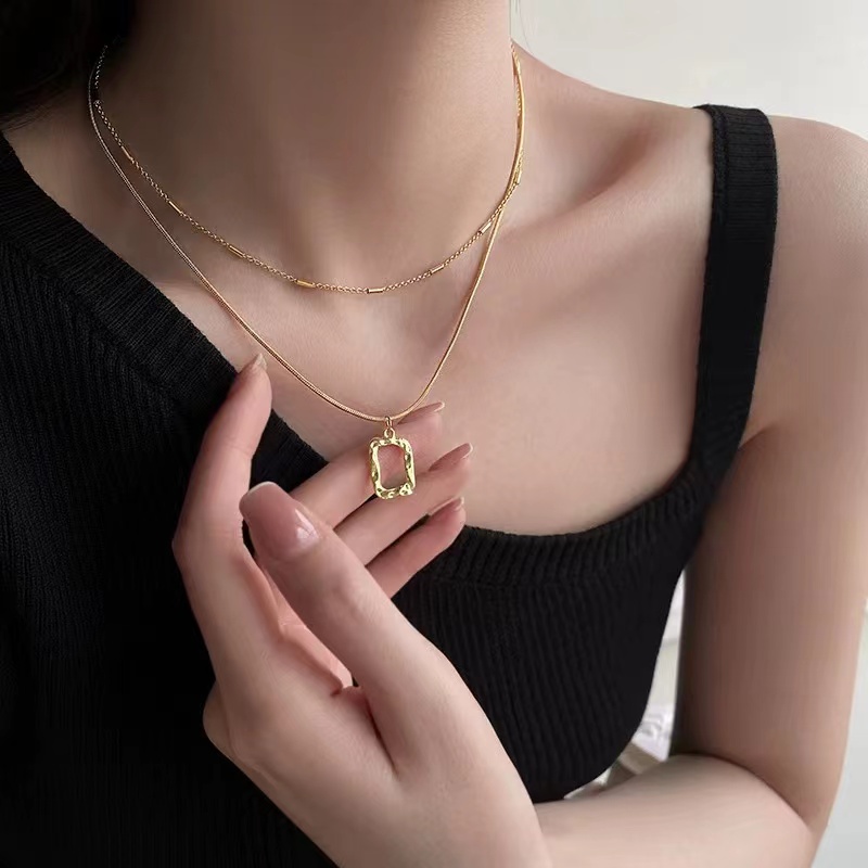 Marka Geometric Double Layer Vintage Necklace Set