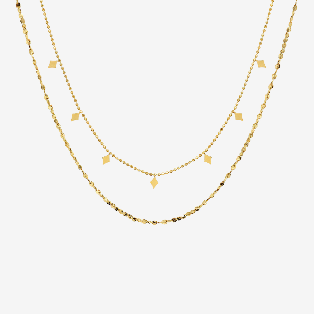 Double Layer S Chain & Beaded Chain Necklace Set