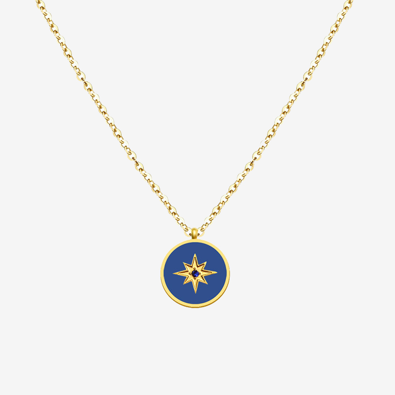 Blue Star With Blue Diamond Pendant Necklace