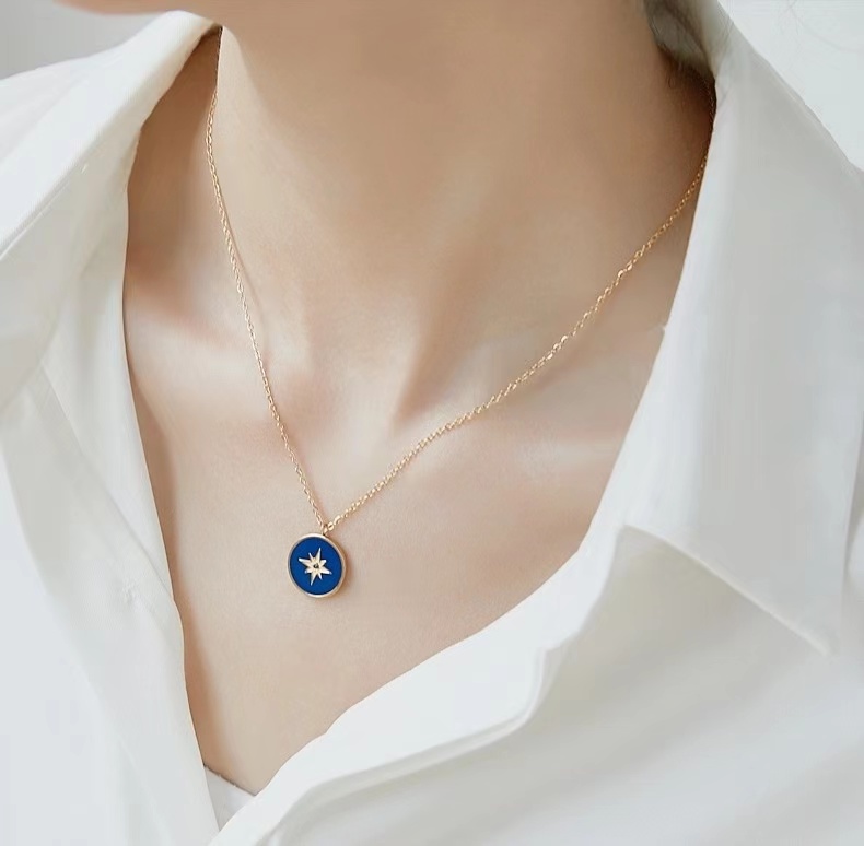 Blue Star With Blue Diamond Pendant Necklace