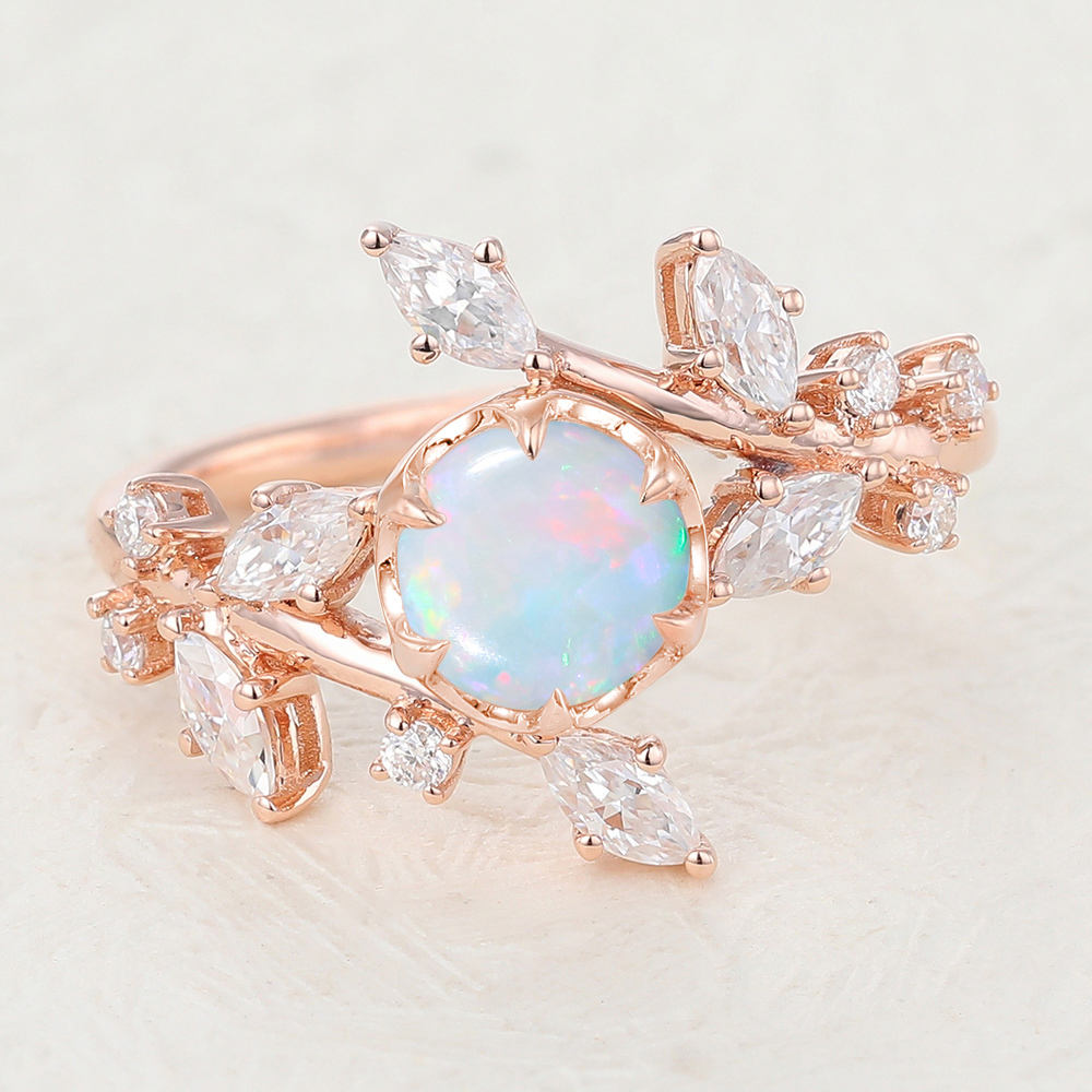 Juyoyo Vintage Rose Gold Opal Engagement Rings