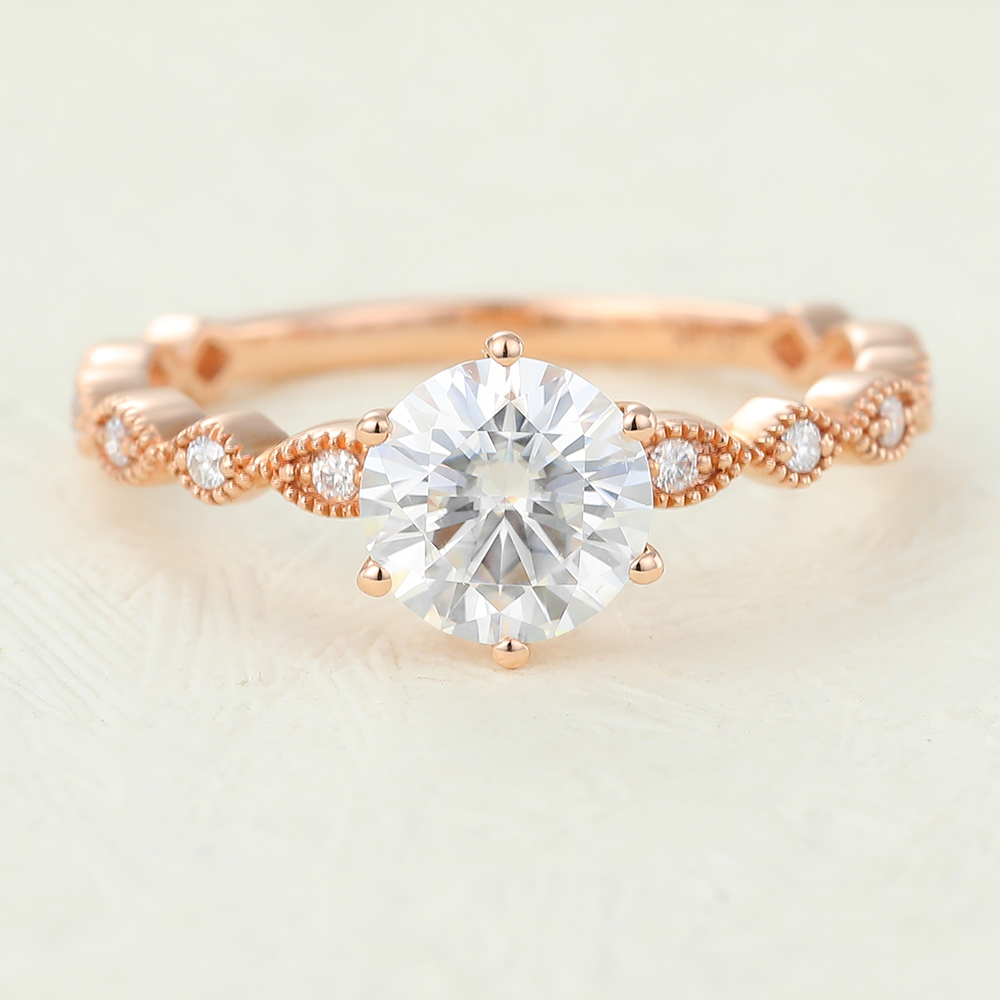 Juyoyo Unique Moissanite Rose gold 3/4 Eternity Engagement Ring