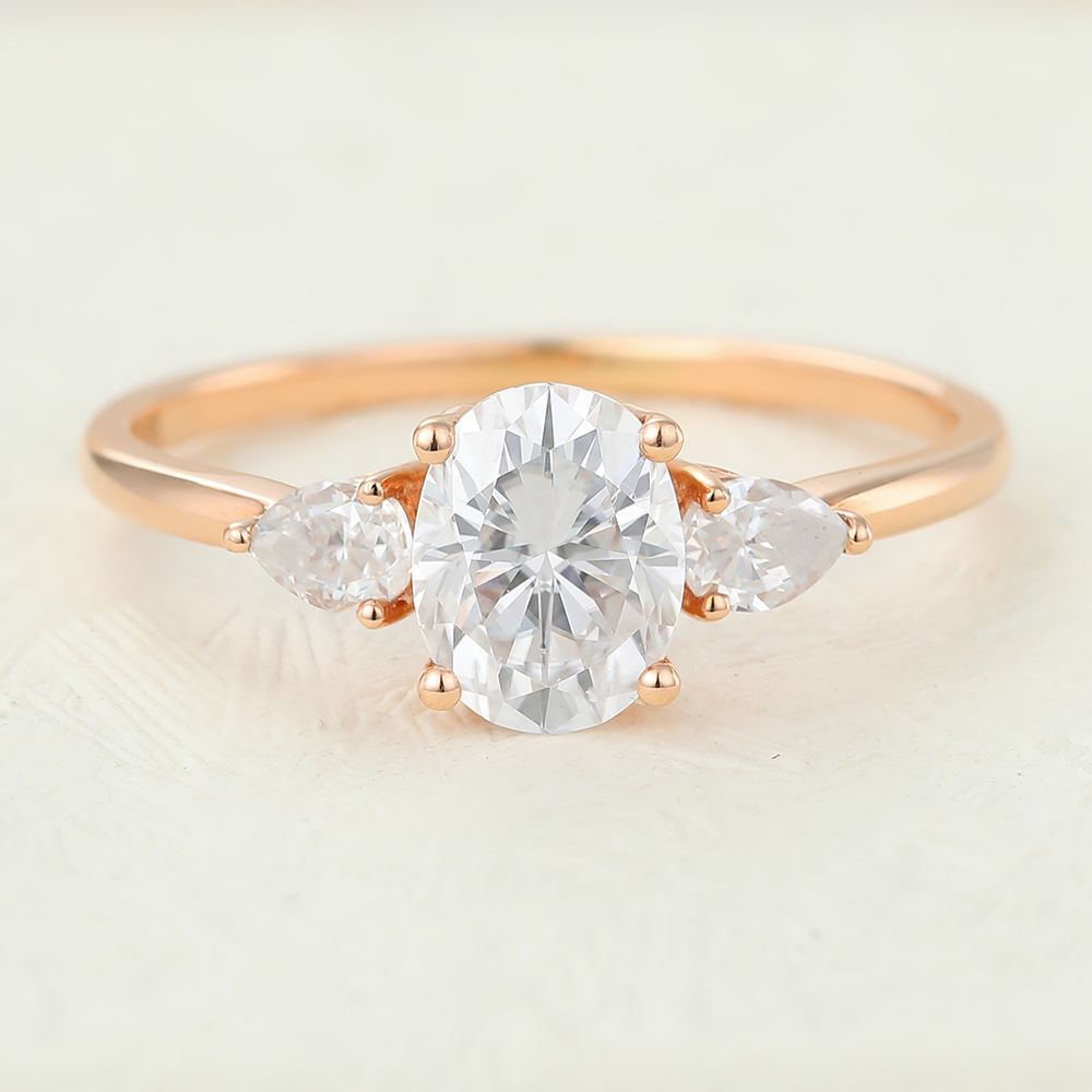 Juyoyo Oval Moissanite Rose Gold Engagement Ring  