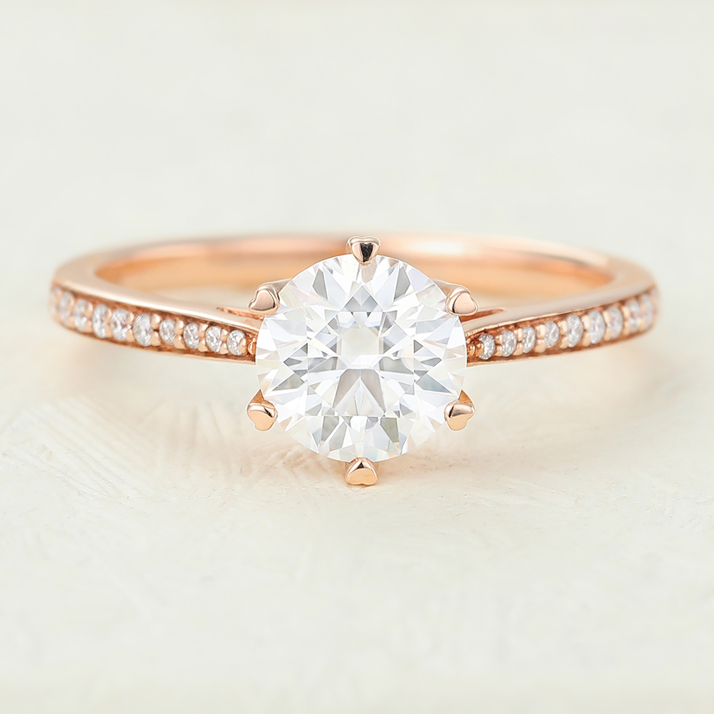 Juyoyo 1ct Moissanite Rose gold Diamond Engagement Ring
