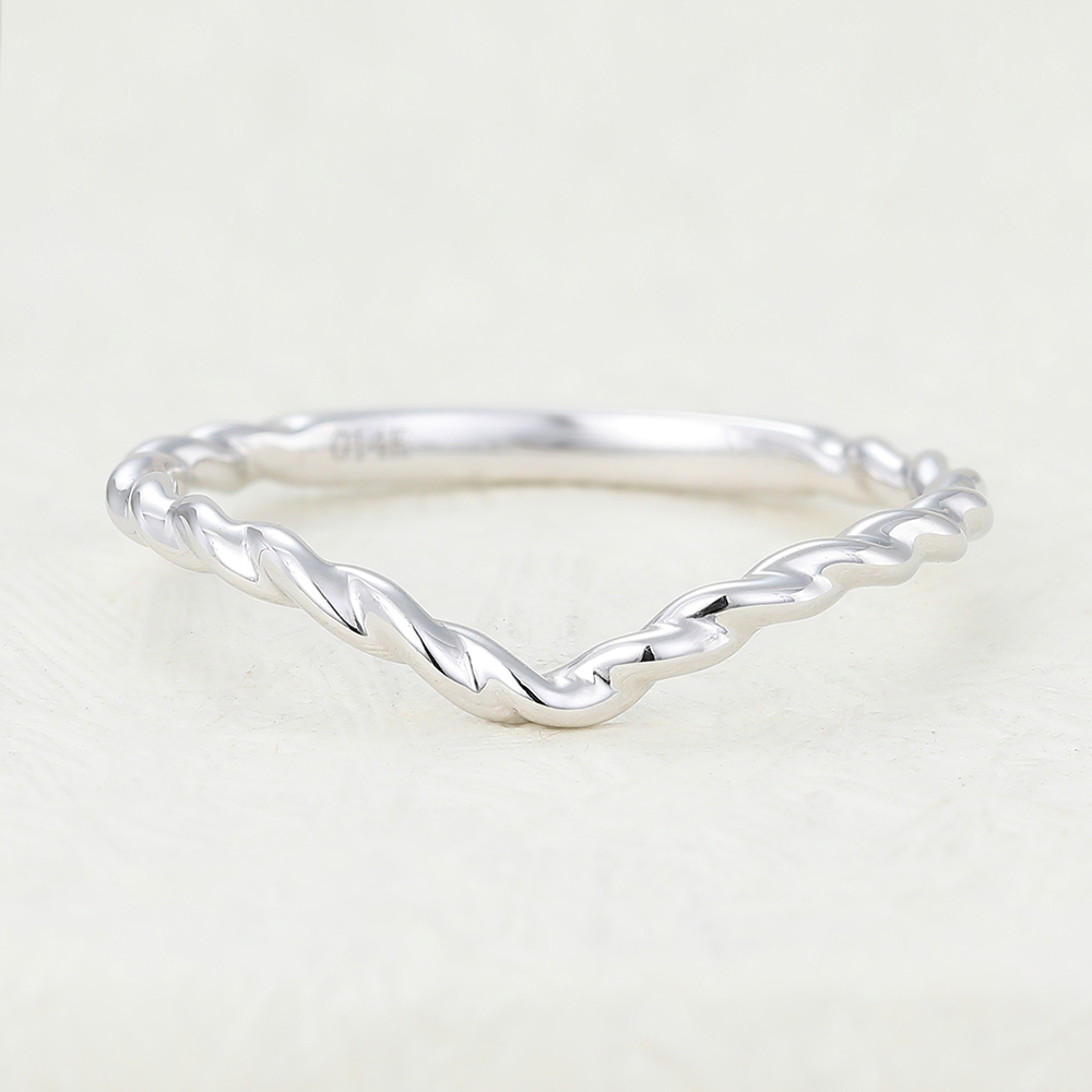 Juyoyo curved wedding stacking ring twisted band