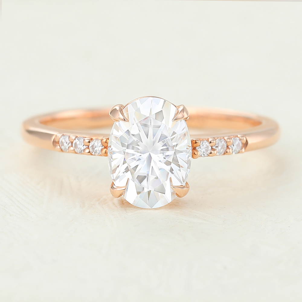 Juyoyo Oval cut Moissanite Rose Gold Diamond Engagement Ring  