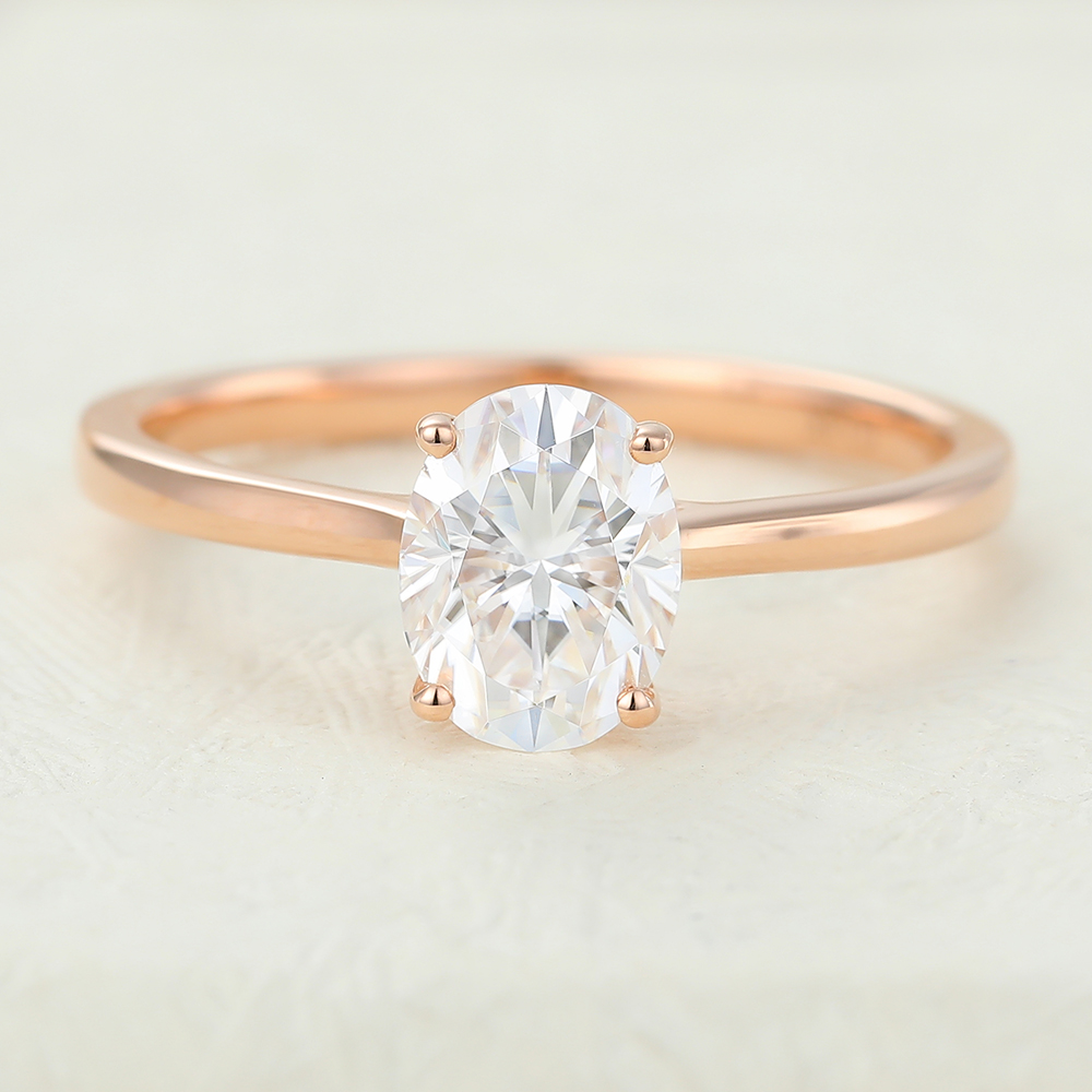 Juyoyo Oval cut Moissanite Rose gold Dainty Engagement Ring
