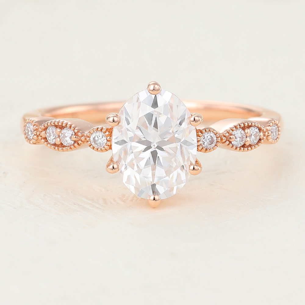 Juyoyo Oval Moissanite Rose gold engagement ring 