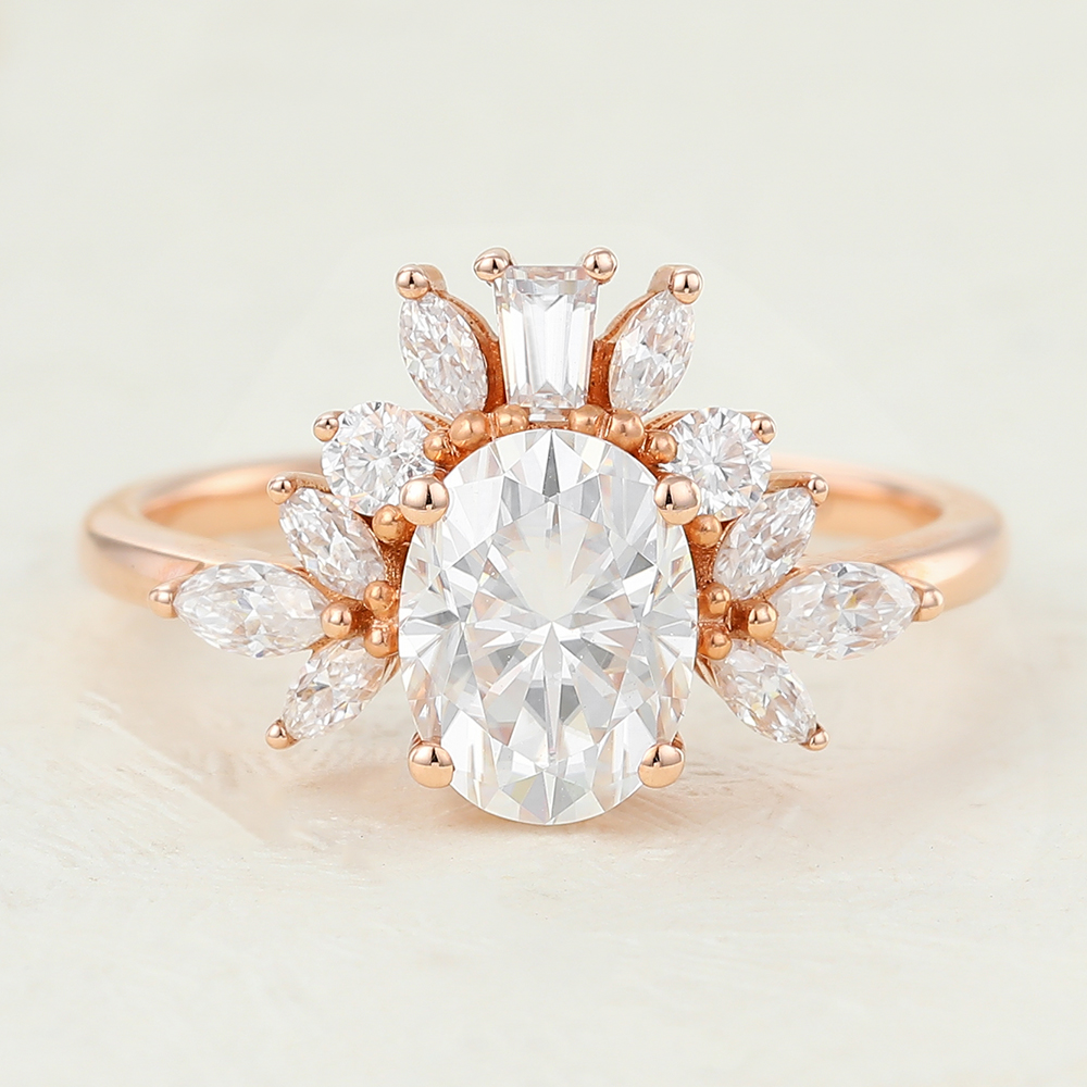 Juyoyo Oval Cut Moissanite Rose gold Engagement ring