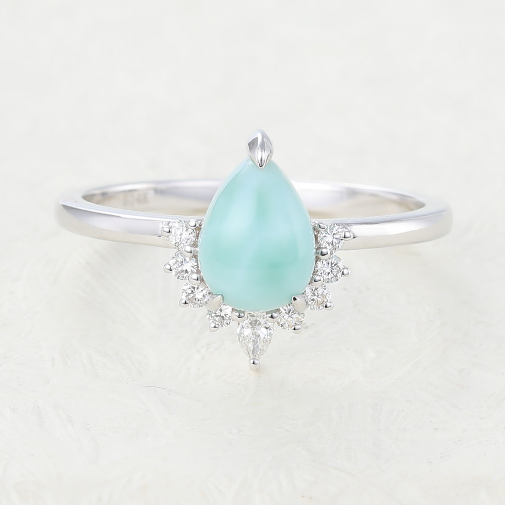 Juyoyo pear shaped Turquoise white gold engagement ring