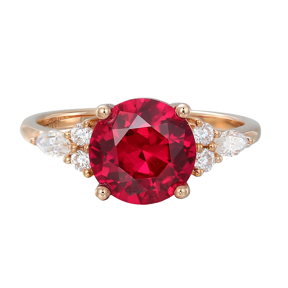Juyoyo Custom Design Round Cut Ruby Rose Gold Promises Ring