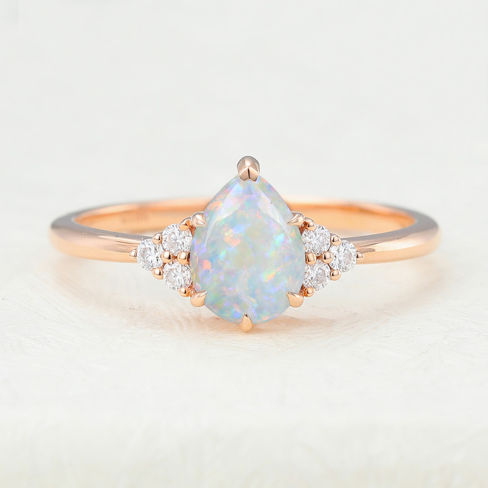 opal teardrop ring rose gold