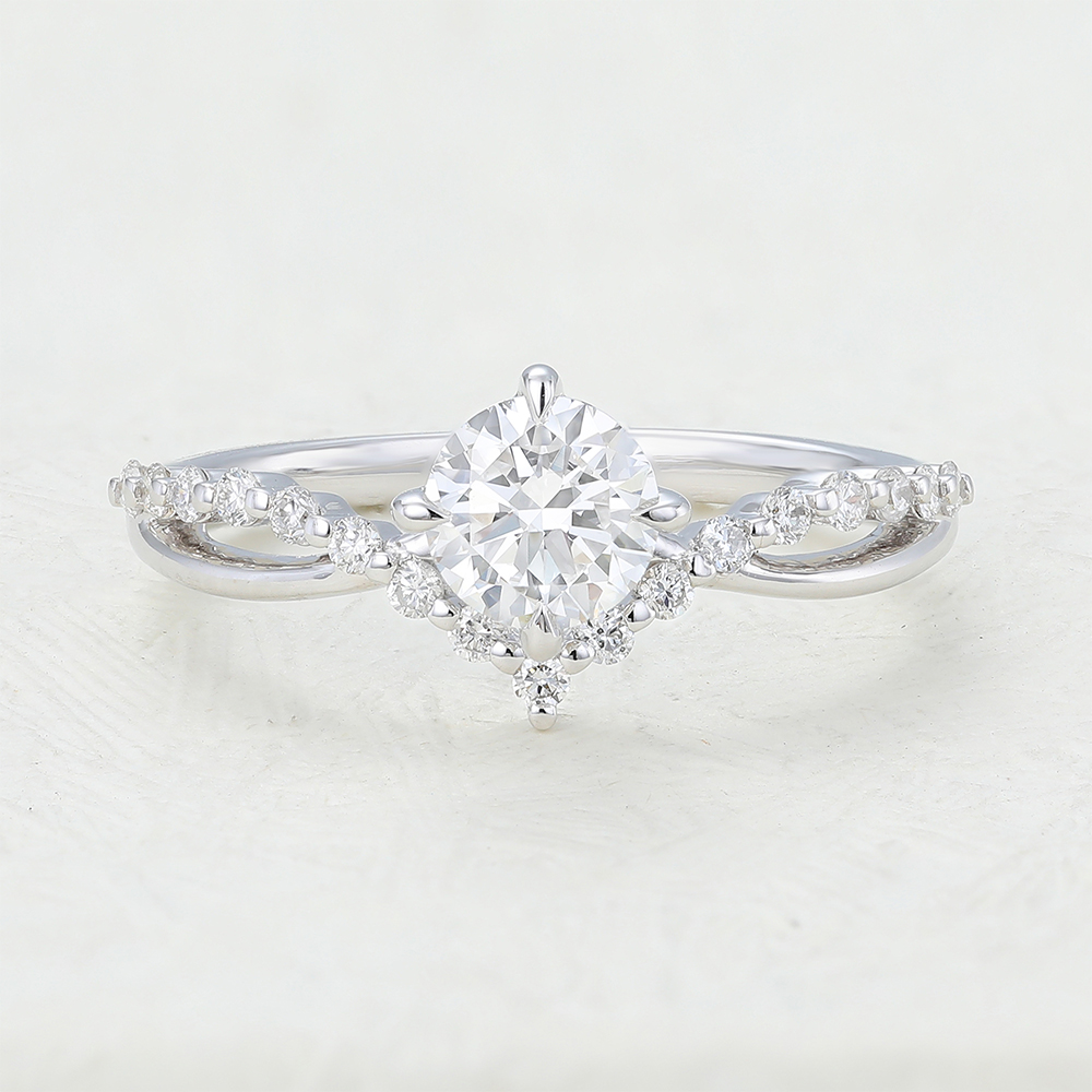 Juyoyo Unique Moissanite White gold Engagement Ring