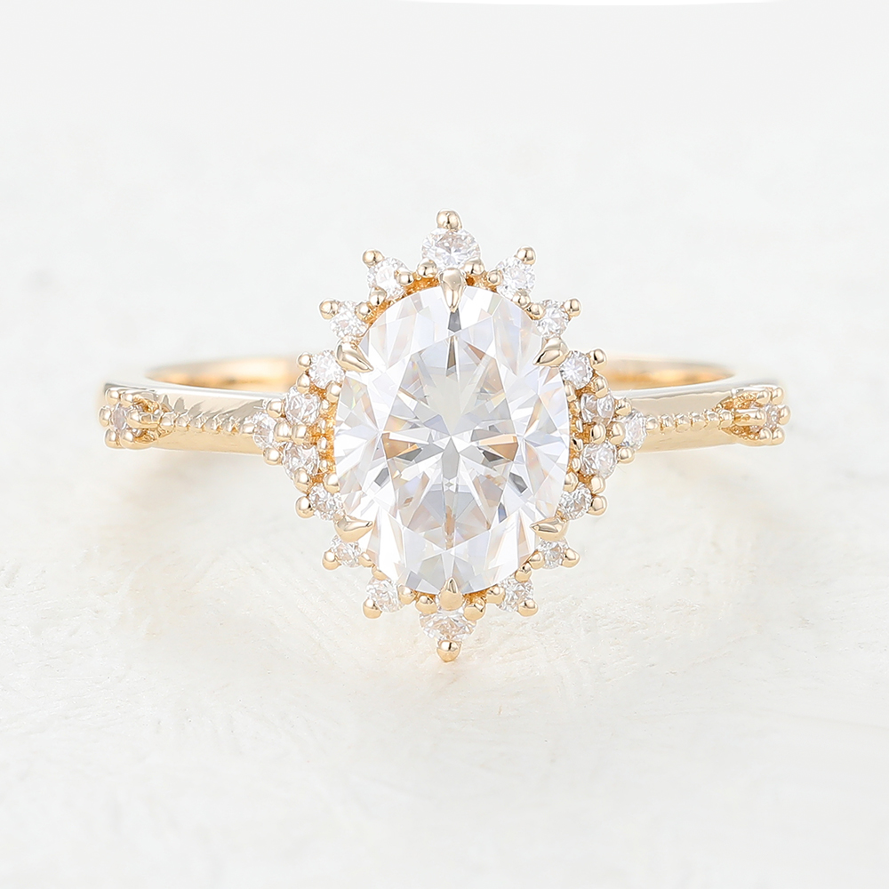 Juyoyo Oval Cut Moissanite Rose Gold Promise Engagement Ring
