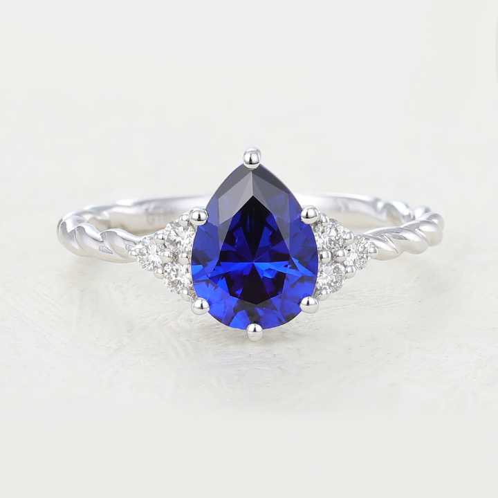 pear sapphire engagement ring white gold