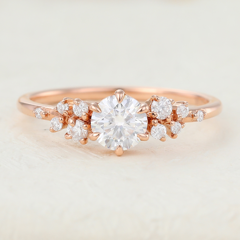 Juyoyo Unique Moissanite Rose Gold Engagement Ring