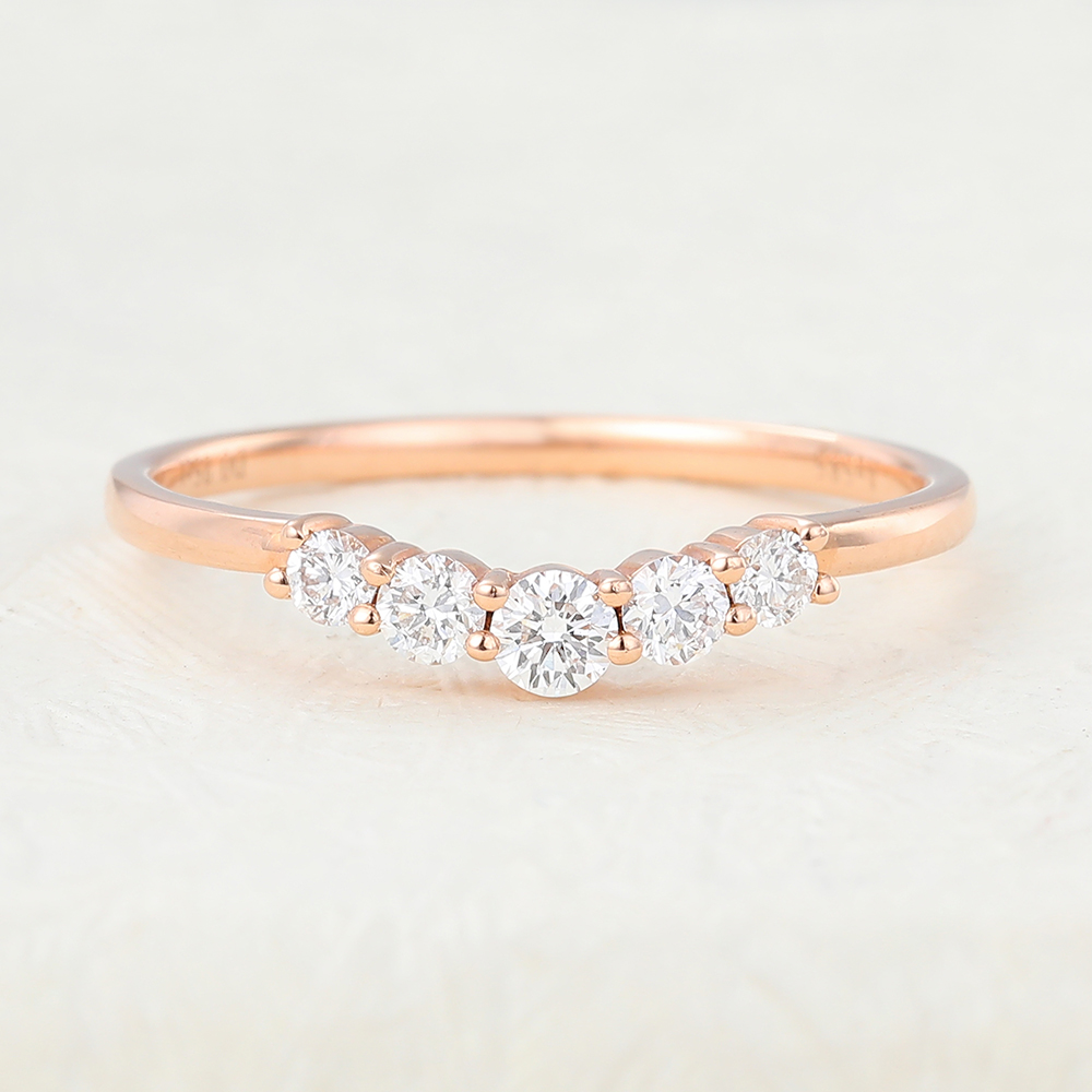 Juyoyo rose gold moissanite curved wedding stacking ring