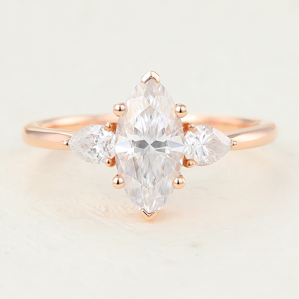 Juyoyo Marquise cut Moissanite Rose Gold Engagement Ring