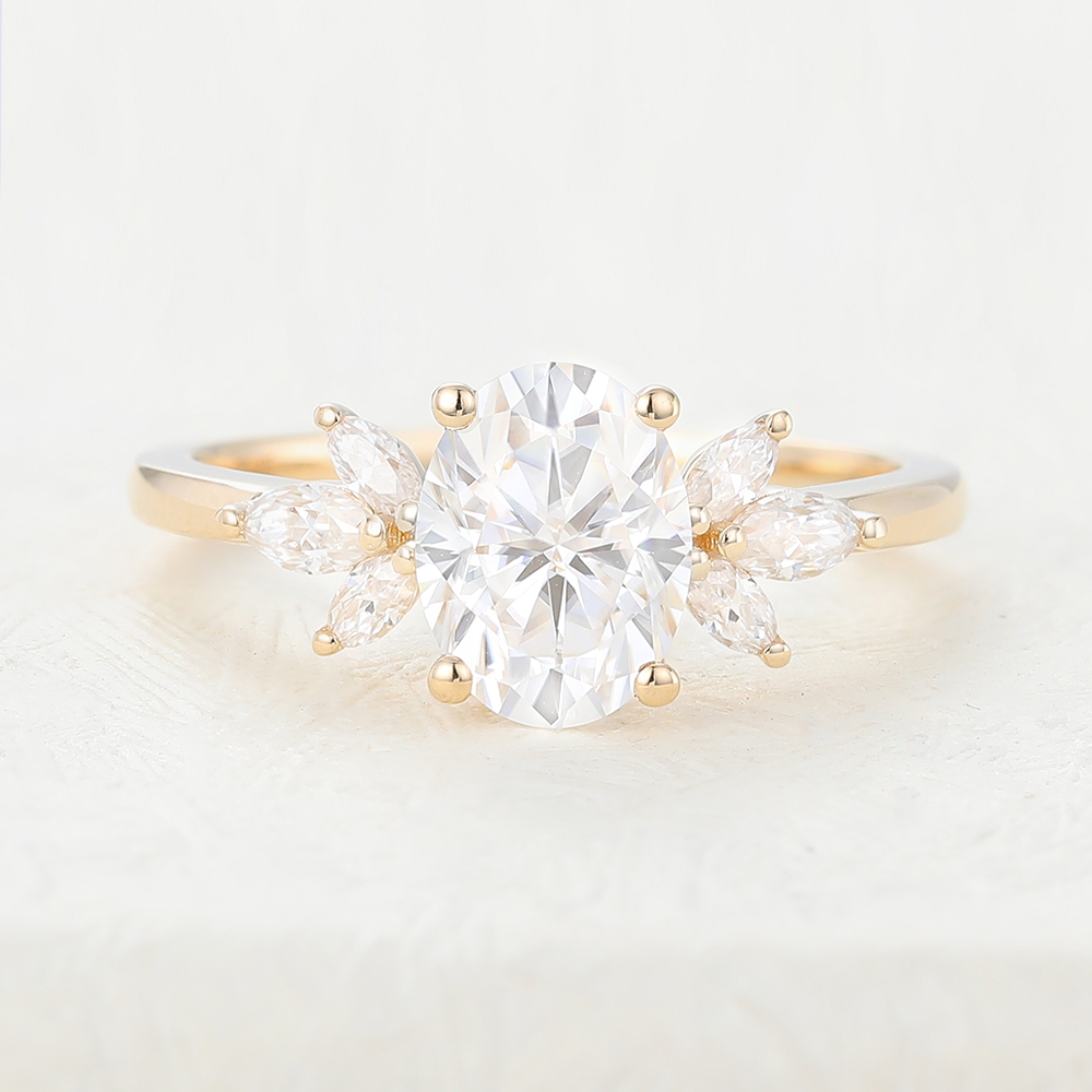Juyoyo Oval cut  moissanite rose gold Marquise diamond engagement ring