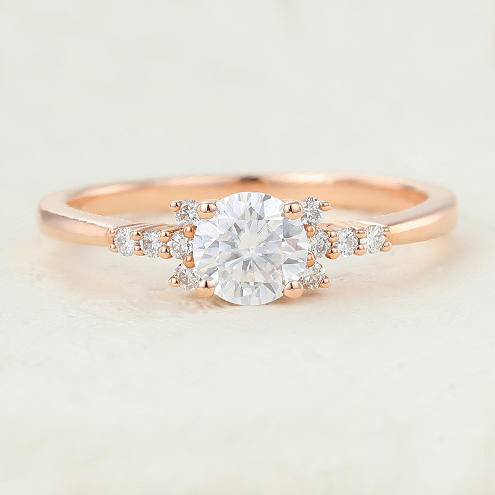 Juyoyo Unique Moissanite Rose Gold Dainty Engagement Ring