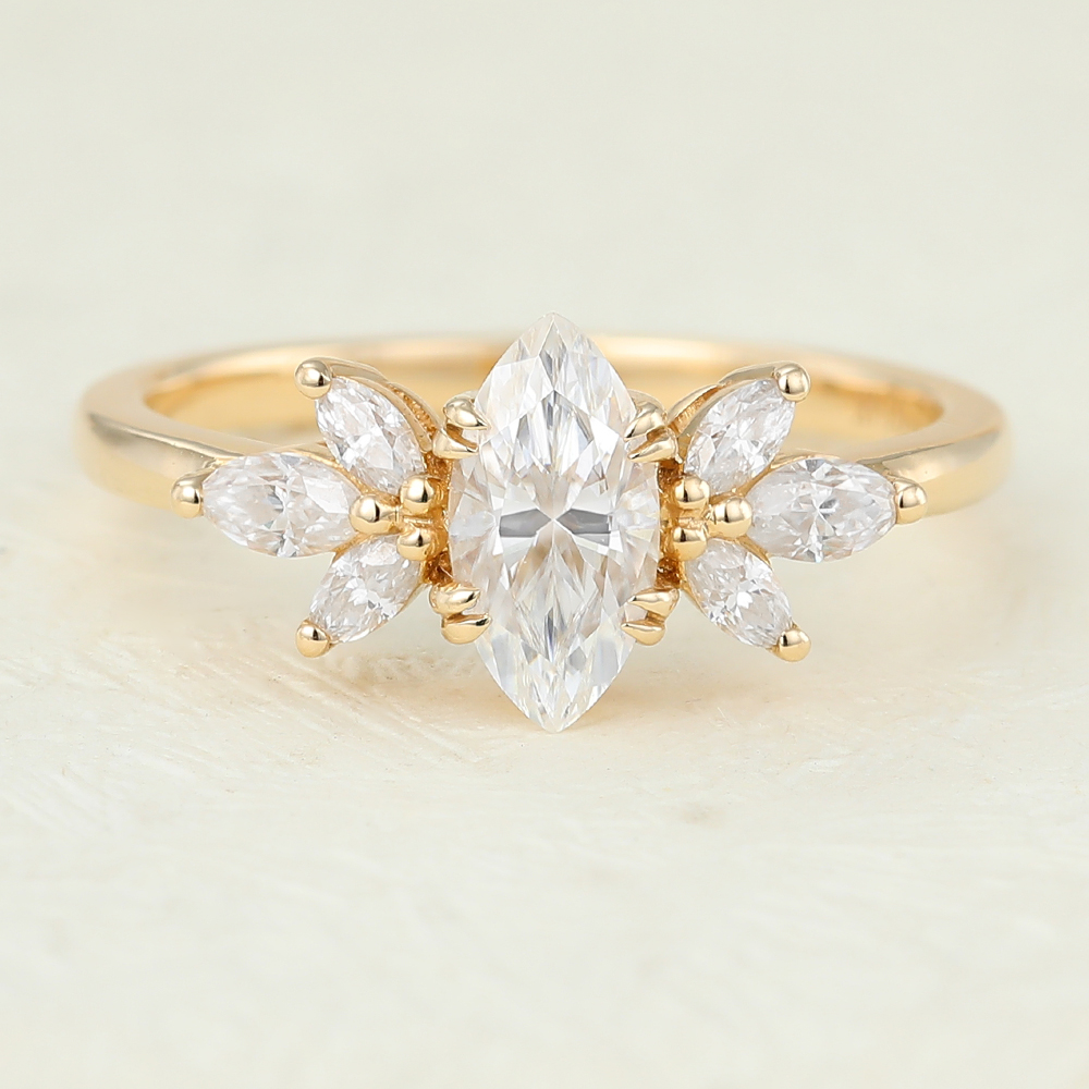 Juyoyo 4*8mm Marquise cut Moissanite Gold Engagement Ring