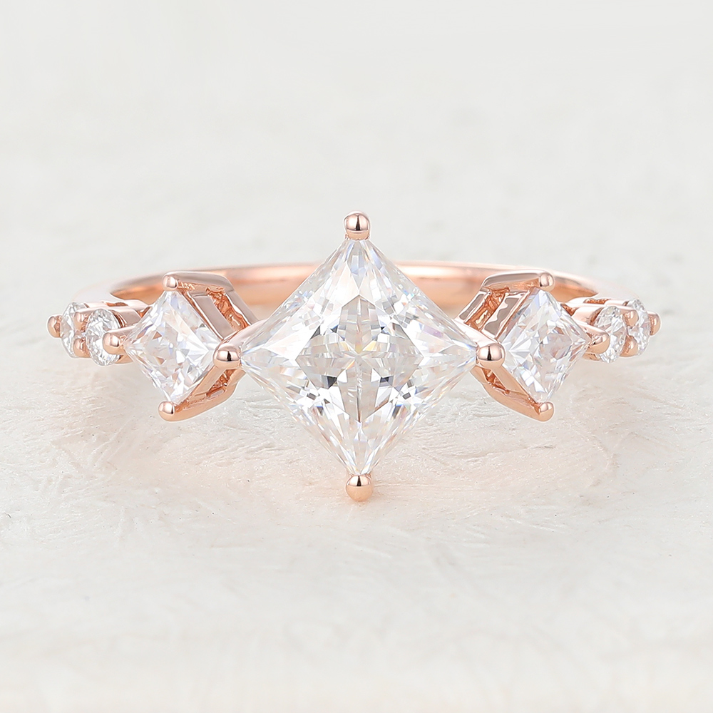 Princess Cut Moissanite Rose Gold Engagement Ring