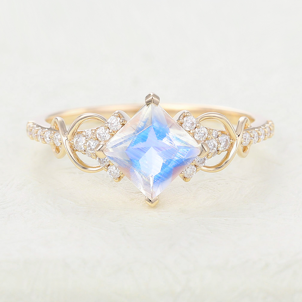 Princess cut moonstone engagement on sale ring