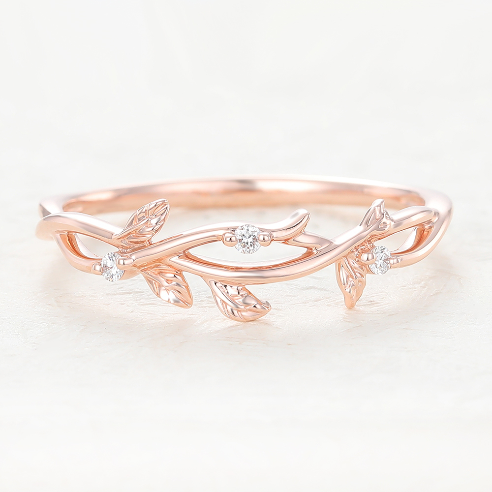Diamond Rose Gold Stacking Ring Wedding Band