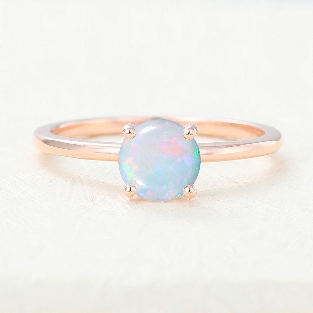 Juyoyo Unique Opal Rose Gold Dainty Engagement Ring