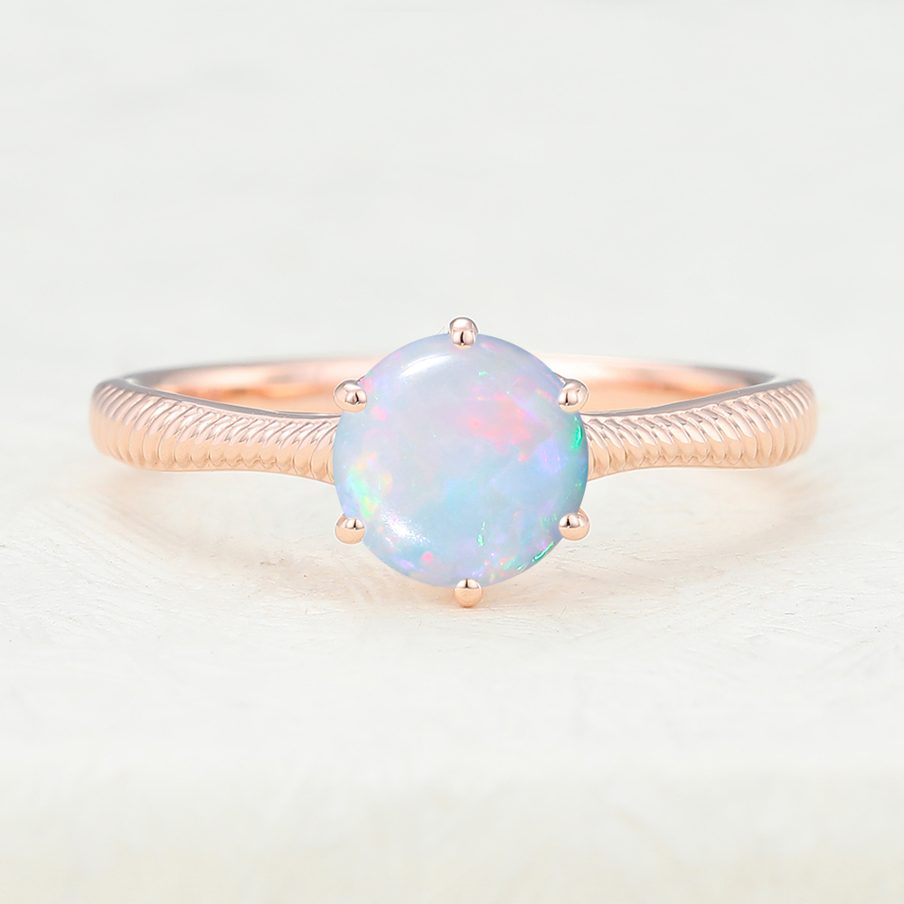 Juyoyo Unique Opal Rose Gold Vintage Engagement Ring