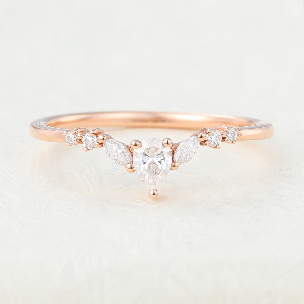 Juyoyo Moissanite Rose Gold Curved Stacking Wedding Ring