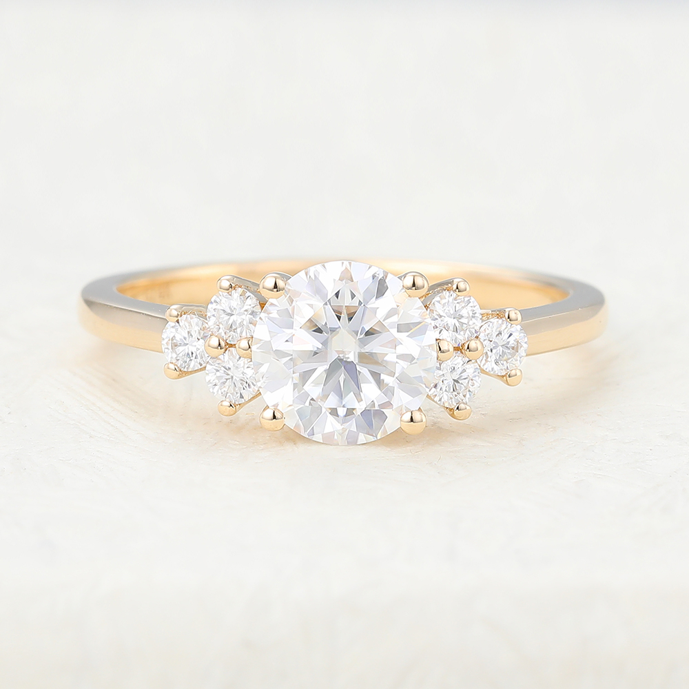 Juyoyo 1ct Unique Moissanite Yellow gold Dainty Engagement Ring