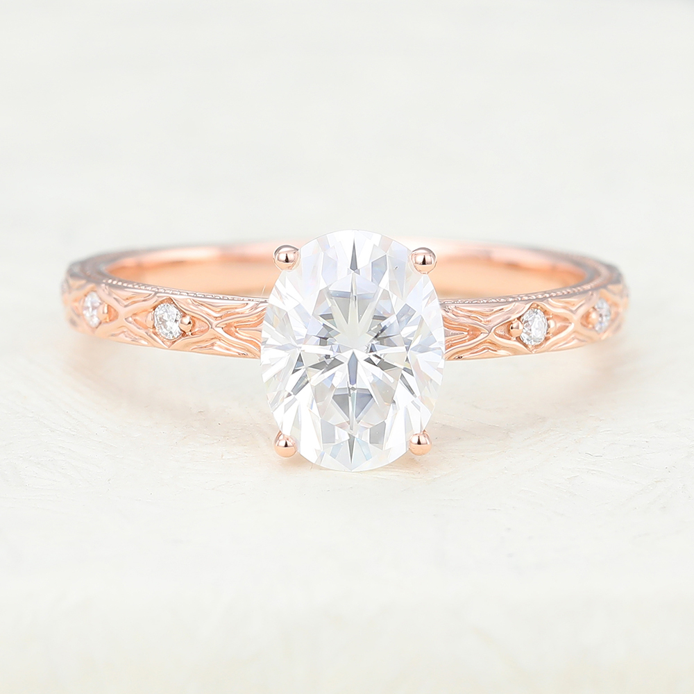 Juyoyo Oval Moissanite Rose gold engagement ring 