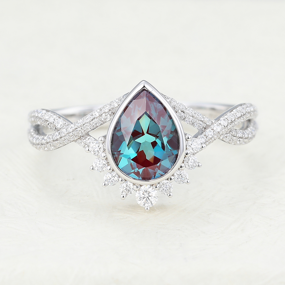 Twist Pavé Alexandrite and Diamond Engagement Ring
