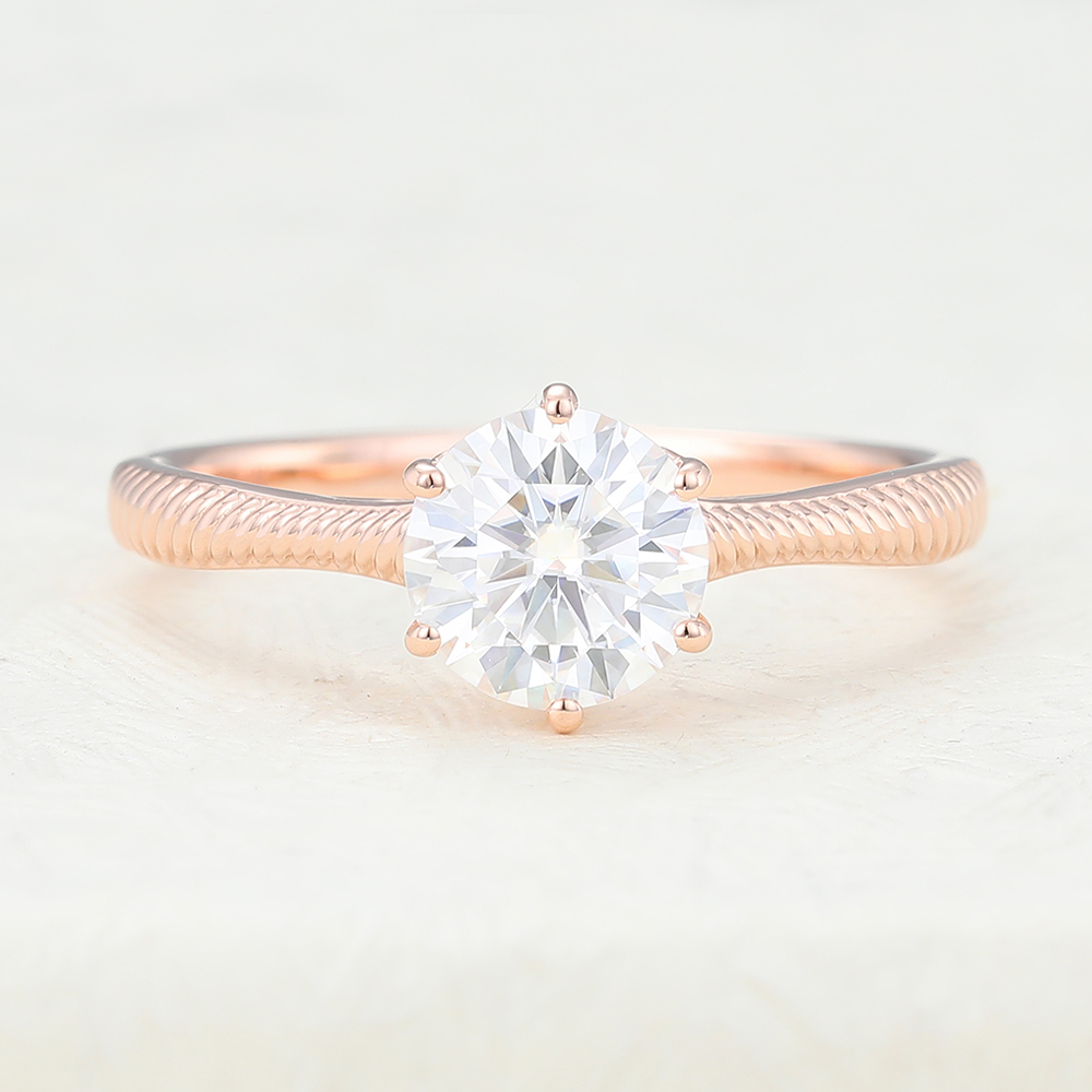 Juyoyo Rose Gold Moissanite Vintage Engagement Ring