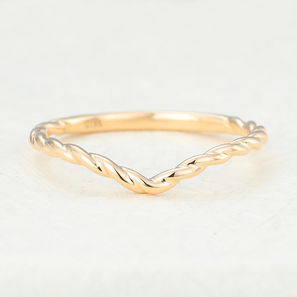 Juyoyo curved wedding stacking ring twisted band