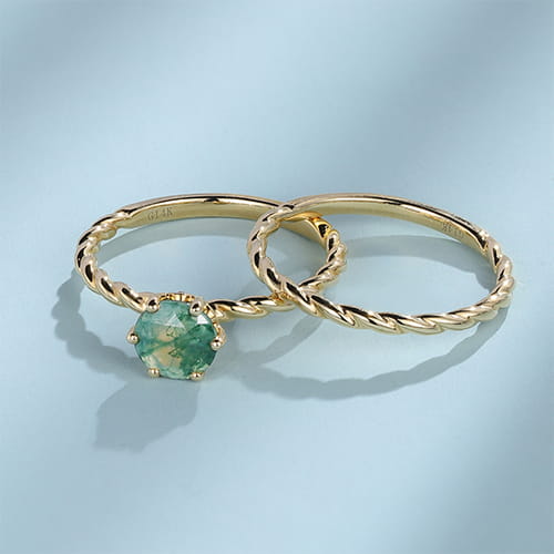 twisted engagement ring set