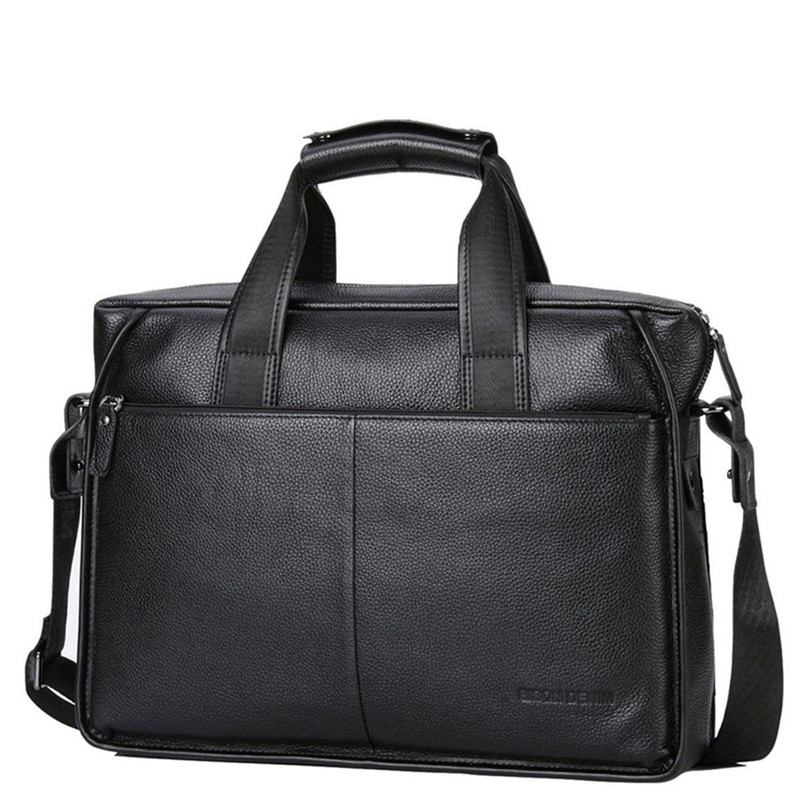 Genuine Leather Men's Briefcase Large Capacity Laptop Soft Messenger Bag N2237-3