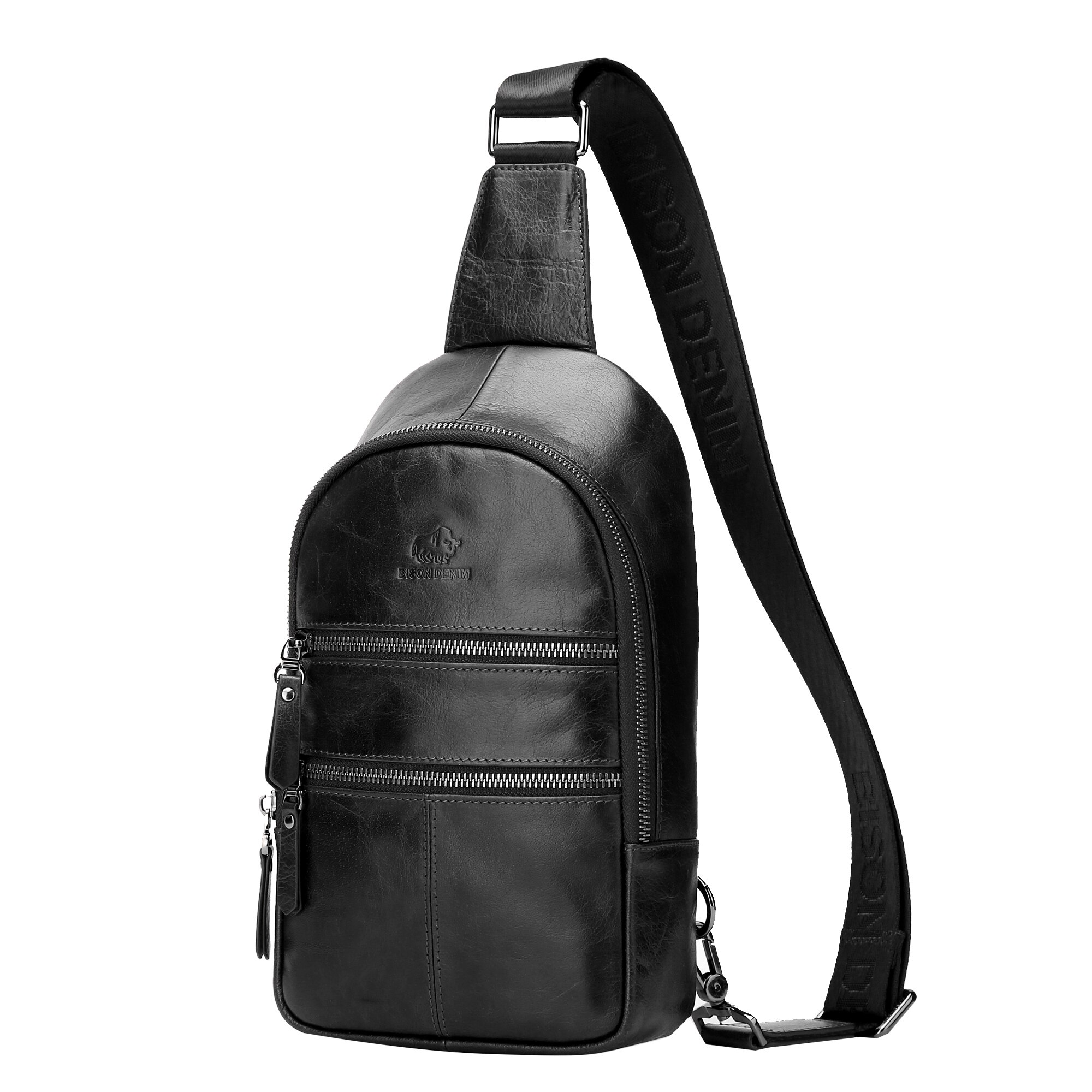 Genuine Leather Chest Bags Men Multifunctional Shoulder Messenger Bags W2445