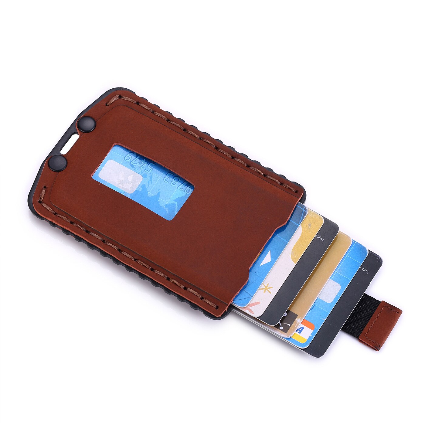 BISON DENIM Slim Mini Vintage Rfid Protection Credit Card Case wallet QB022-8012