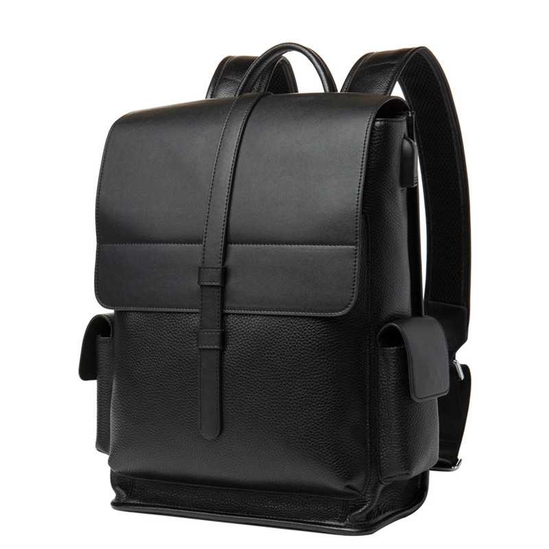 Genuine Leather 14 inches laptop Backpack Waterproof USB Charging N2645