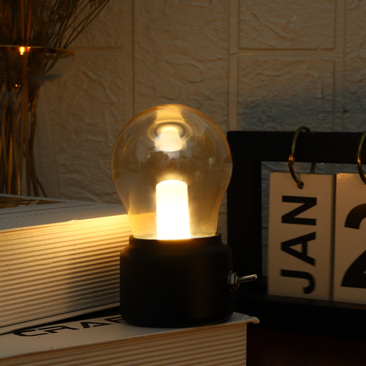 Vintage LED Bulb Shape Mini Lamp - Rechargeable Cordless Decor Night Lights