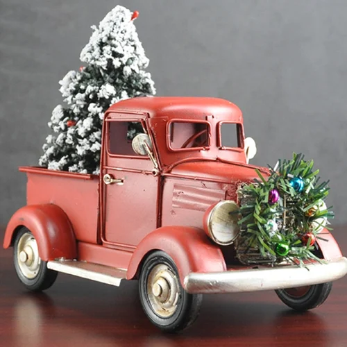 Vintage Red Christmas Truck Decoration