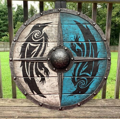 💖Eivor Valhalla Raven Authentic Battleworn Viking Shield