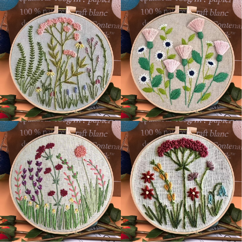 🎁Perfect Gift🌷Embroidery Hoop Flower Kit for Beginner