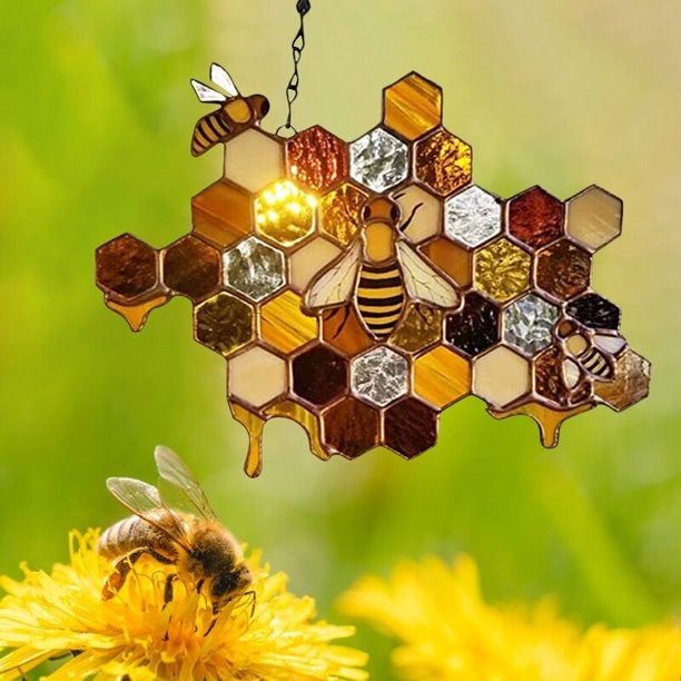 🐝Clear Stained Honeycomb Suncatcher