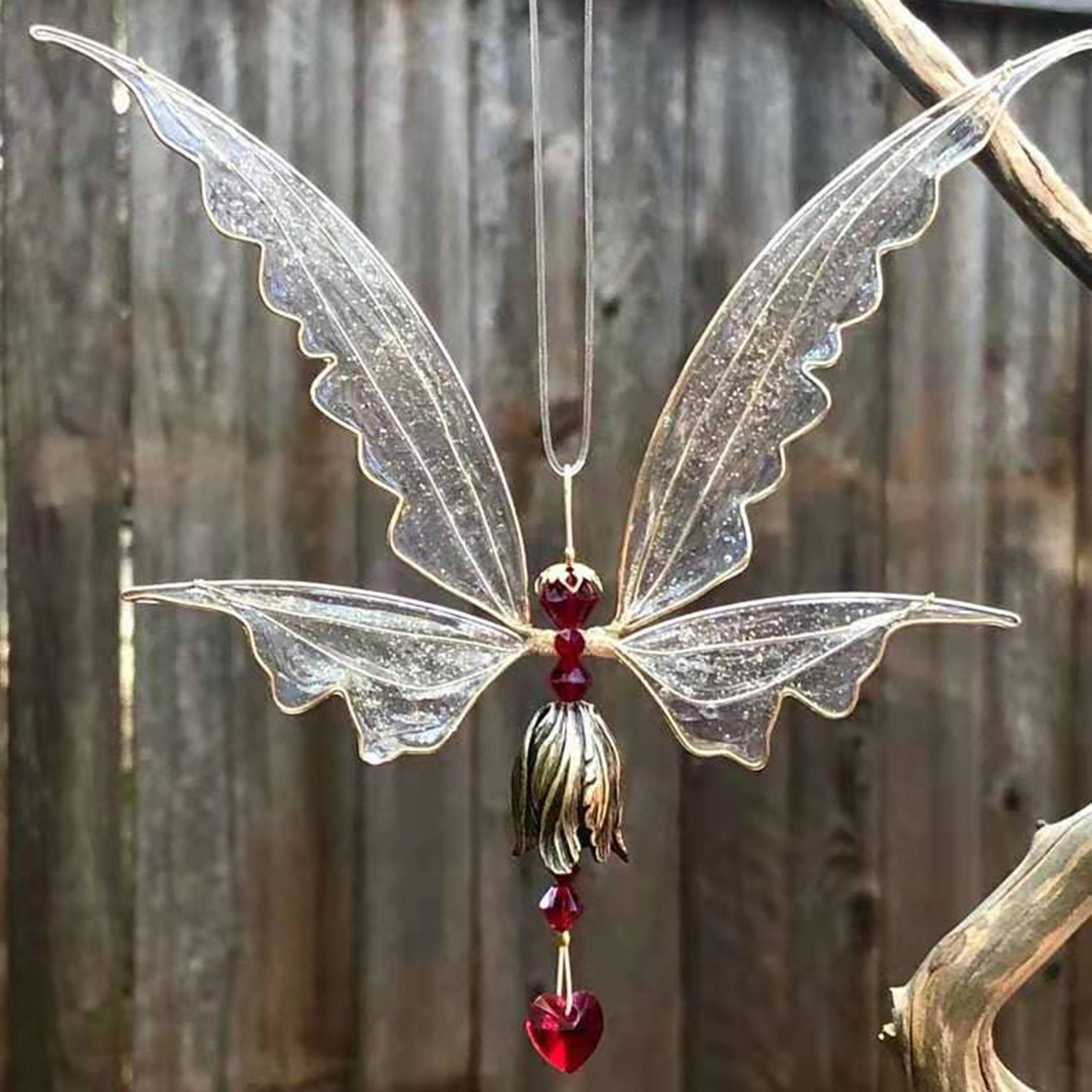 Angel Wings dragonfly Wind Chime - New Garden Art Metal Hanging